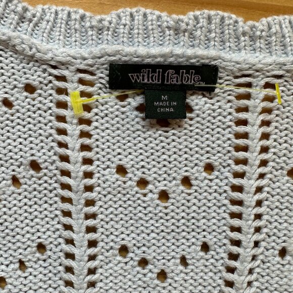 Wild Fable Light Blue Cropped Floral Eyelet Cardigan Size Medium - Picture 4 of 6